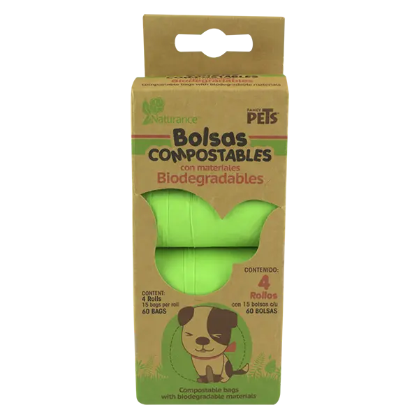 BOLSAS SANITARIAS BIODEGRADABLES 4 ROLLOS / 60 BOLSAS