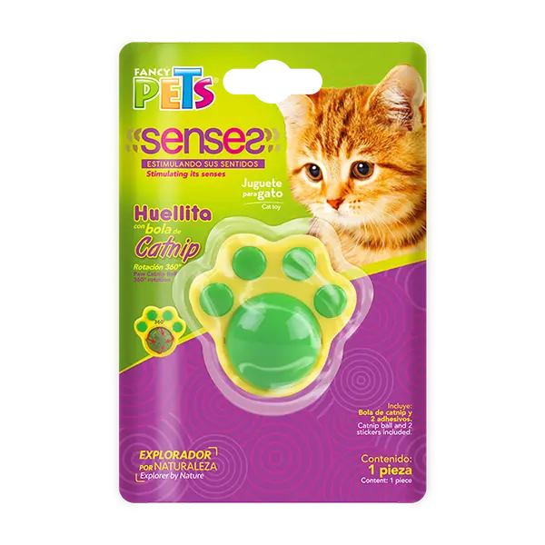 JUGUETE HUELLA C/BOLA DE CATNIP P/ GATO PLAY
