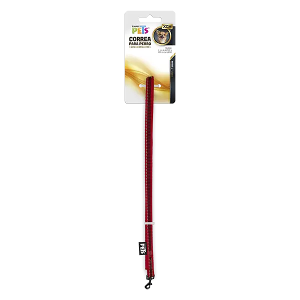 CORREA XCH C/ULTRA GRIP Y BANDAS REFLEJANTES ROJO