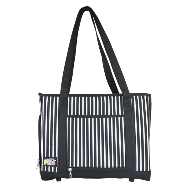 BOLSA DE MANO DE TELA RAYADA AZUL