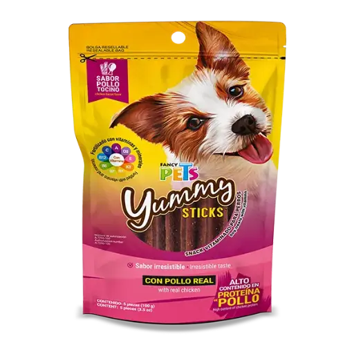 [FL4510] YUMMY STICKS POLLO/TOCINO 5 PZ - 100G