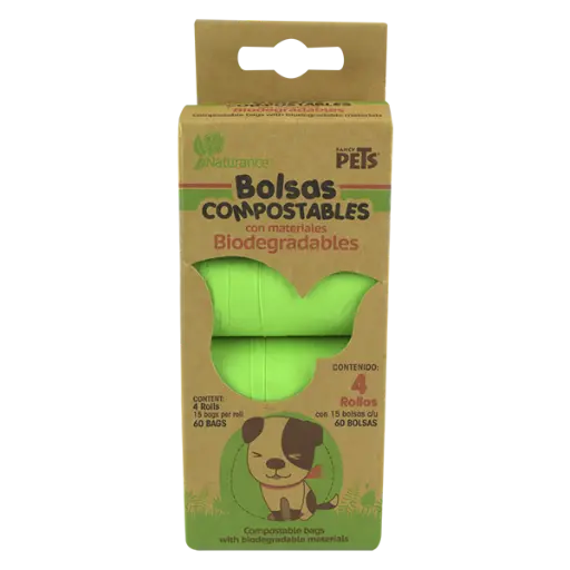 [FL7168] BOLSAS SANITARIAS BIODEGRADABLES 4 ROLLOS / 60 BOLSAS
