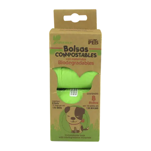 [FL7169] BOLSAS SANITARIAS BIODEGRADABLES 8 ROLLOS / 120 BOLSAS