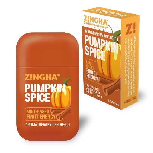 [ZNGH-DBL-PMPNSPC-4PK-2ML] Z!NGHA PUMPKIN SPICE. | Inhalador Nasal Doble - Energía Caliente y Estimulante | Aromaterapia con Canela & Vitalidad